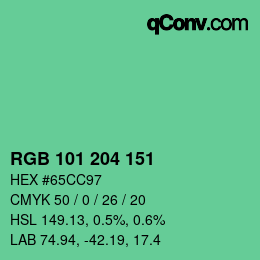 Color code: RGB 101 204 151 | qconv.com