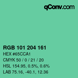Color code: RGB 101 204 161 | qconv.com