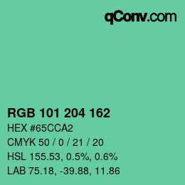 Color code: RGB 101 204 162 | qconv.com