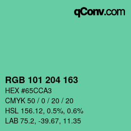 Color code: RGB 101 204 163 | qconv.com