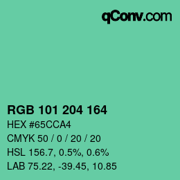 Color code: RGB 101 204 164 | qconv.com