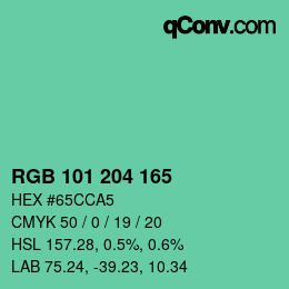 Color code: RGB 101 204 165 | qconv.com