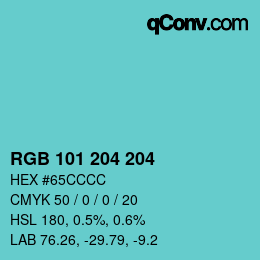 Color code: RGB 101 204 204 | qconv.com