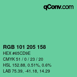 Color code: RGB 101 205 158 | qconv.com