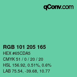 Color code: RGB 101 205 165 | qconv.com