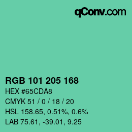 Color code: RGB 101 205 168 | qconv.com