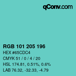 Color code: RGB 101 205 196 | qconv.com