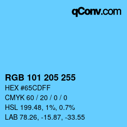 Color code: RGB 101 205 255 | qconv.com