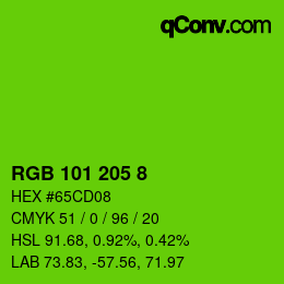Color code: RGB 101 205 8 | qconv.com