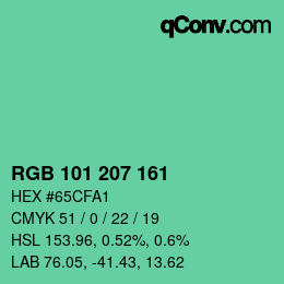 Color code: RGB 101 207 161 | qconv.com