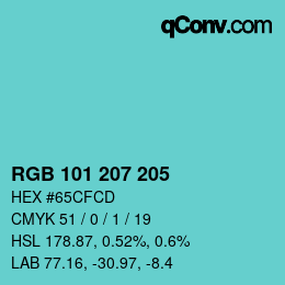 Color code: RGB 101 207 205 | qconv.com