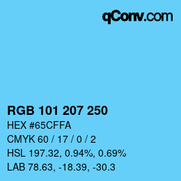 Color code: RGB 101 207 250 | qconv.com