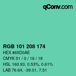 Color code: RGB 101 208 174 | qconv.com