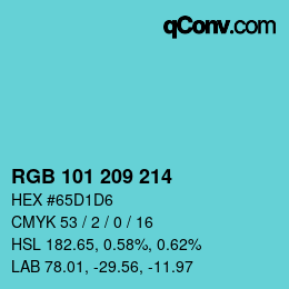 Color code: RGB 101 209 214 | qconv.com