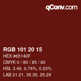 Color code: RGB 101 20 15 | qconv.com