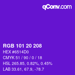 Color code: RGB 101 20 208 | qconv.com