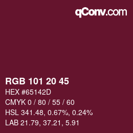 Color code: RGB 101 20 45 | qconv.com
