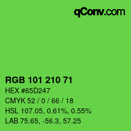 Color code: RGB 101 210 71 | qconv.com
