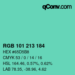 Color code: RGB 101 213 184 | qconv.com