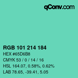 Color code: RGB 101 214 184 | qconv.com