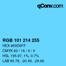 Color code: RGB 101 214 255 | qconv.com