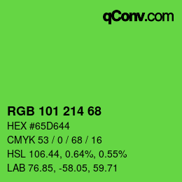 Color code: RGB 101 214 68 | qconv.com