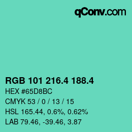 カラーコード: RGB 101 216.4 188.4 | qconv.com
