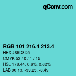 カラーコード: RGB 101 216.4 213.4 | qconv.com