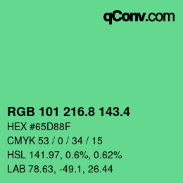 カラーコード: RGB 101 216.8 143.4 | qconv.com