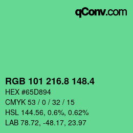 カラーコード: RGB 101 216.8 148.4 | qconv.com