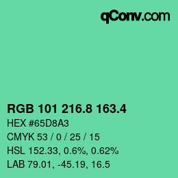 カラーコード: RGB 101 216.8 163.4 | qconv.com