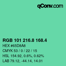 カラーコード: RGB 101 216.8 168.4 | qconv.com