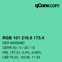 カラーコード: RGB 101 216.8 173.4 | qconv.com