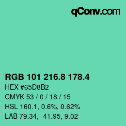 カラーコード: RGB 101 216.8 178.4 | qconv.com