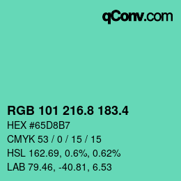 カラーコード: RGB 101 216.8 183.4 | qconv.com