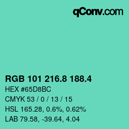 カラーコード: RGB 101 216.8 188.4 | qconv.com