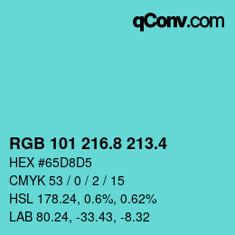 カラーコード: RGB 101 216.8 213.4 | qconv.com