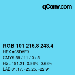 カラーコード: RGB 101 216.8 243.4 | qconv.com