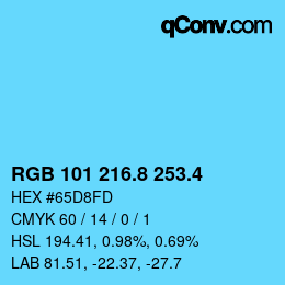 カラーコード: RGB 101 216.8 253.4 | qconv.com