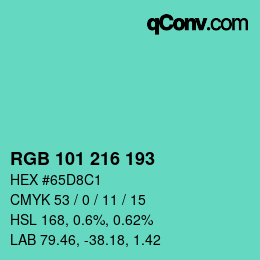 Código de color: RGB 101 216 193 | qconv.com