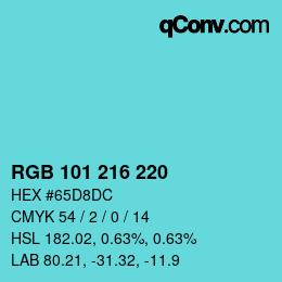 Color code: RGB 101 216 220 | qconv.com