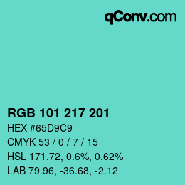 Color code: RGB 101 217 201 | qconv.com