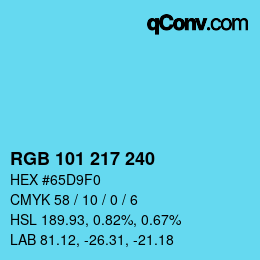 Color code: RGB 101 217 240 | qconv.com