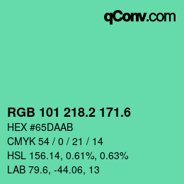 カラーコード: RGB 101 218.2 171.6 | qconv.com