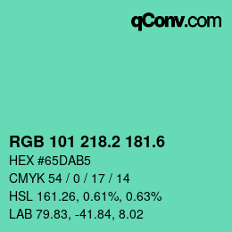 カラーコード: RGB 101 218.2 181.6 | qconv.com