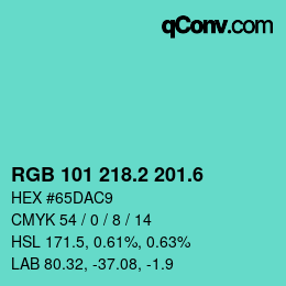 カラーコード: RGB 101 218.2 201.6 | qconv.com