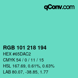 Color code: RGB 101 218 194 | qconv.com