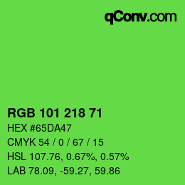 Color code: RGB 101 218 71 | qconv.com