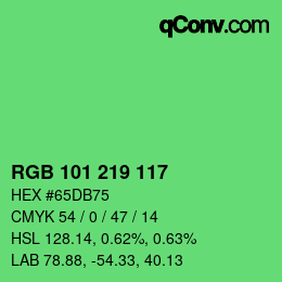 Farbcode: RGB 101 219 117 | qconv.com