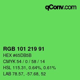 Color code: RGB 101 219 91 | qconv.com